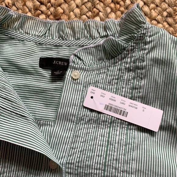 NWT J Crew Ruffleneck tuxedo shirt striped - Picture 3 of 5
